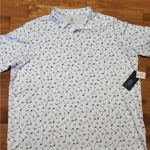 Stylish White Golf Print Polo Shirt